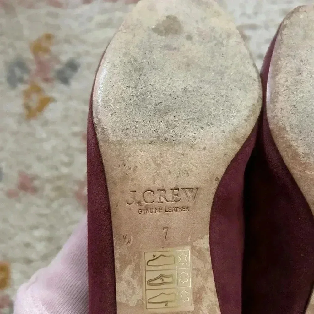 J.crew burgundy suede heels‎ 7